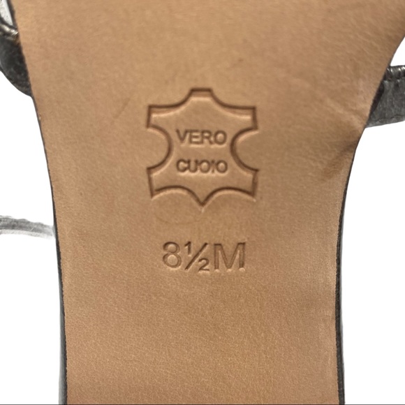 VIA SPIGA Metallic Pewter Strappy Open-Toe Heels - Picture 10 of 12